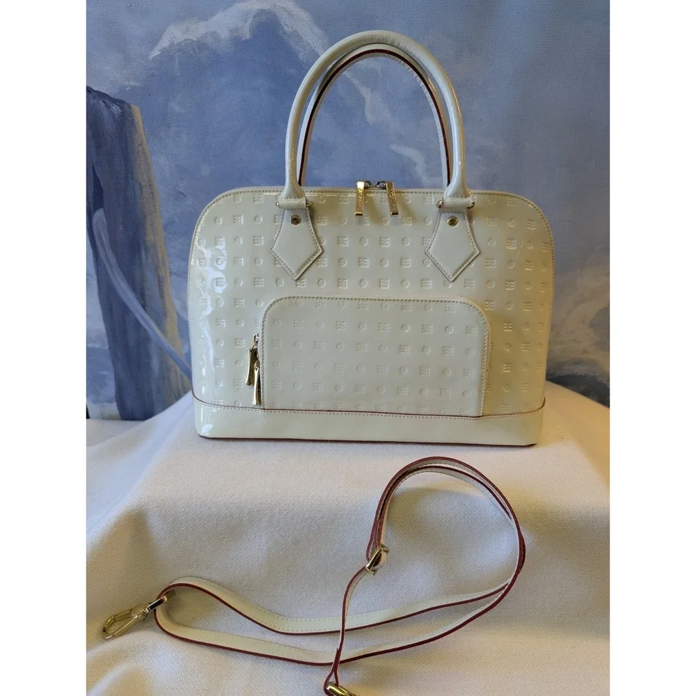 Arcadia Patent Leather Two -Way Satchel In Ivory